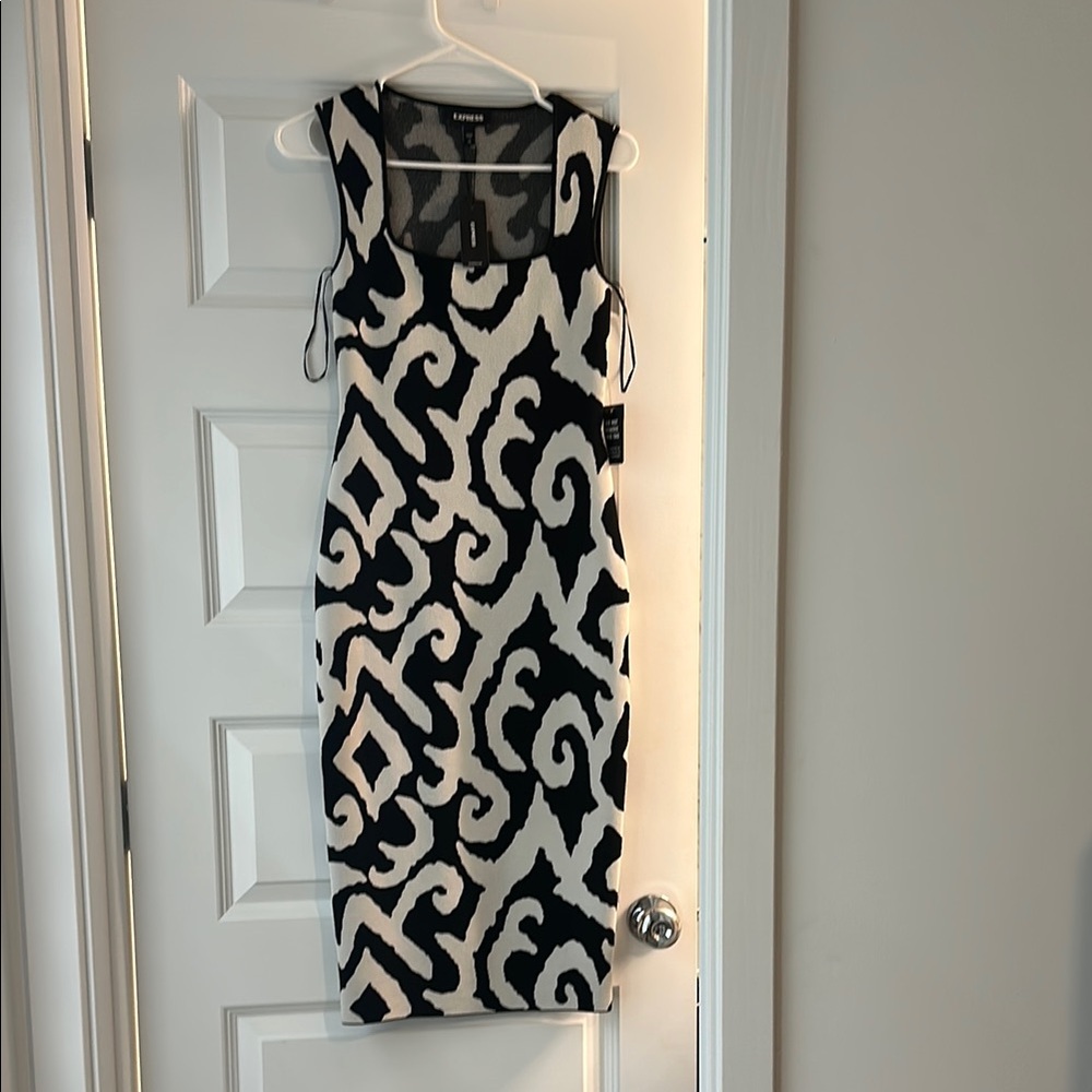 Express Black and White Sheath Midi Dress (never worn)